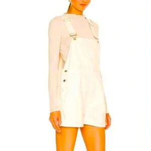 WE WORE WHAT Sz XS Oversized 100%  Cotton Adjustable Straps Short Overalls
